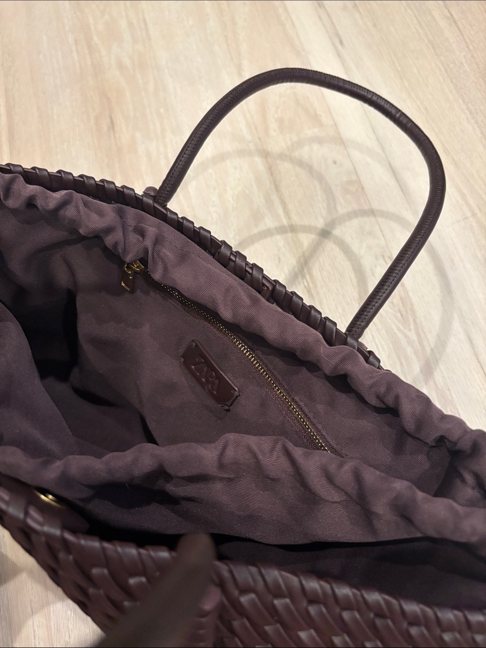 Zara Woven/Braided Leather Bag - burgundy - Picture 8 of 9